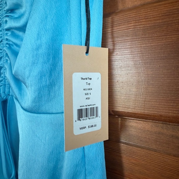 Revolve Thurid Shirred Peplum Hem Top in Aqua from Bailey 44 🦋 - Picture 6 of 8